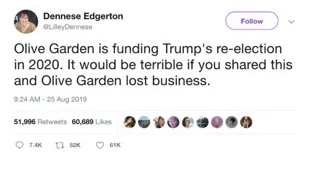 Disinformation #BoycottOliveGarden