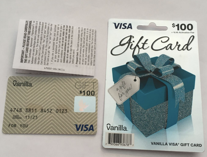 Example of a Vanilla or Non-Branded Gift Card