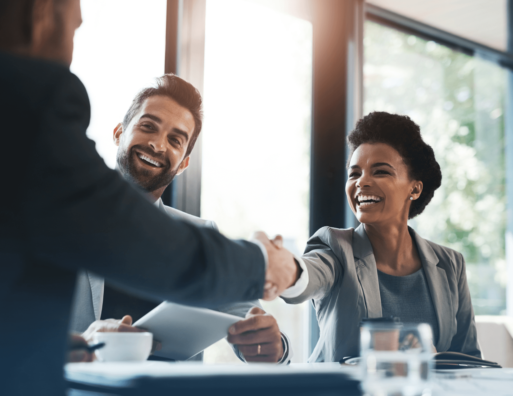 handshake and meeting in teamwork for partnership