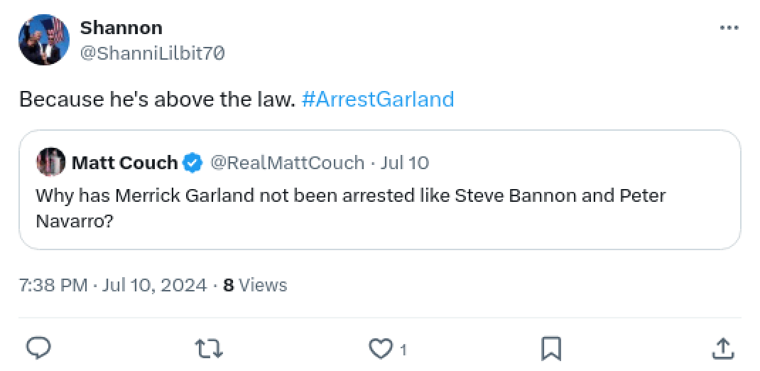 X users call for the arrest of Attorney General Garland